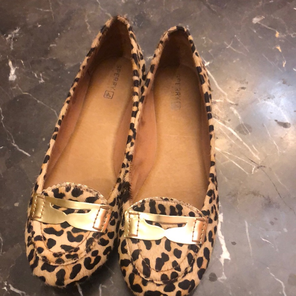 Sperry Leopard Ballet Flats Size 8